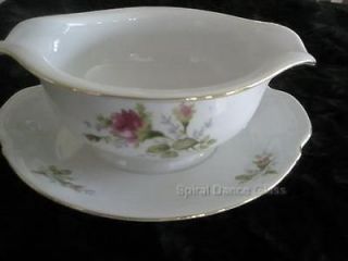 Thames China Japan Moss Rose Gravy with Attached Underplate EUC