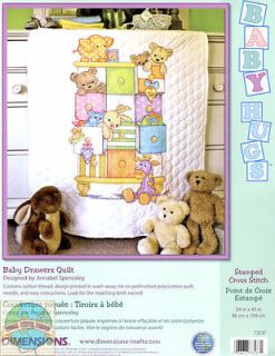 Cross Stitch Kit ~ Dimensions Animals & Drawers Baby Crib QUILT #73537