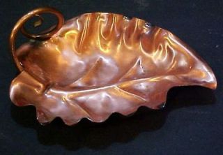 USA Gregorian copper leaf shaped tray candy nut dish bowl with loop 