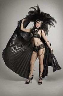   SHOWGIRL BRAZILIAN DANCER Butterfly Isis Wings Black COSTUME SET New