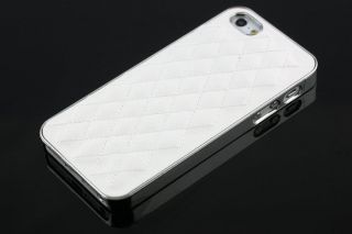   PU Leather Skin PC Shell Hard Back Case Cover For iPhone5 Silver Side