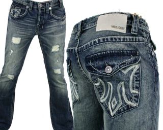 MEK Denim Jeans Mens OAXACA slim Boot cut med blue w/ flaps M1OAX4X4