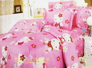 Hello Kitty with Little Red Flower Queen Bed Quilt Cover Set ***