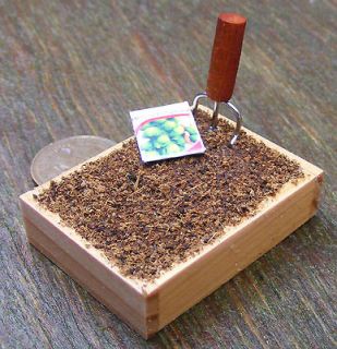 12 Scale Wooden Growing Box Seed Packet & Tool Dolls House Miniature 