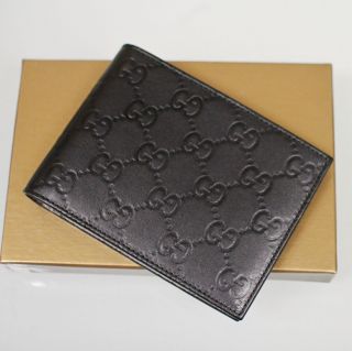 New Authentic GUCCI Mens Guccissima Leather Wallet New in Box Black