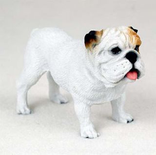 Bulldog Hand Painted Dog Figurine Statue White
