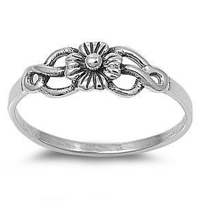Sterling Silver Flower Ring Daisy Design Italian Fashion Band Solid 