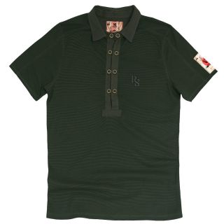 Ringspun Mens Polo Shirt VOLLANS Green/Black with Detachable Collar