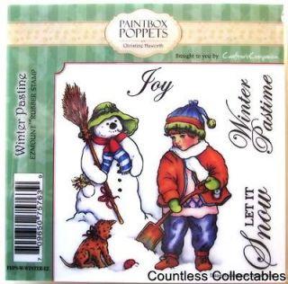   Pastime Paintbox Poppets Christmas Card Cling C. Haworth Rubber Stamp