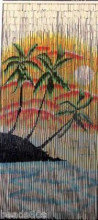 Natural Bamboo Beaded Beads Curtain Doorway bead Sunset 3 Palms Trees 