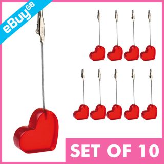 10 RED HEART PLACE CARD HOLDER   WEDDINGS, RESTAURANTS   TABLE NUMBER 