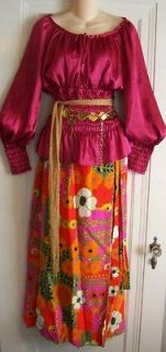Fuschia Pink Orange GYPSY Fortune Teller FRUIT LADY ChaCha LUAU Skirt 