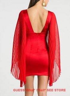 NWT $278 MARCIANO guess Pencil Dress Backless Silk Gown Sheer Pleated 