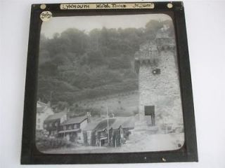 MAGIC LANTERN GLASS SLIDE WATCH TOWER & VILLAGE LYNMOUTH DEVON c1910