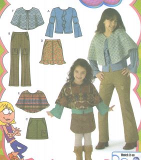   Below Waist Pants Skirt Poncho Capelet Knit Top Sewing Pattern 4517