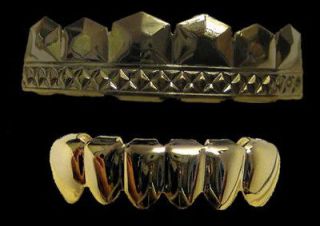 Newly listed GRILLZ Top & Bottom GOLD EMBOSSED DIAMONDS Hiphop bling