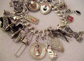 Vintage Sterling Silver Italian Bracelet & 23 Charms, Rare CHIM Scale 