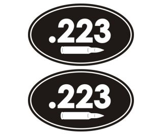 223 Oval Decal SET (2) 3x1.8 Ammo Can 223 Cal Rifle Bullet Vinyl 