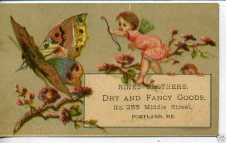 VICTORIAN TRADE CARD PORTLAND MAINE RINES BROS. GROCERY