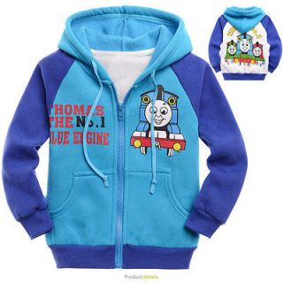 Years BLue Toddlers Kids Boys Thomas The Train Fleece Hooded Coat 
