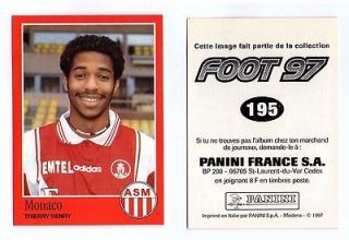 Thierry Henry 1997 ROOKIE Monaco Panini Foot 97 Arsenal Barcelona 