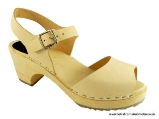 CLOGS Swedish Open Toe Clogs in Natural Leather