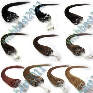 16 24 Indian Remy Micro Rings Beads Loop Real Human Hair Extensions 