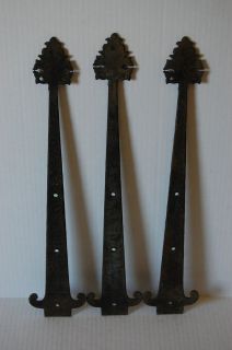   Large Hammered Wrought Iron Decorative Strap Hinges Spanish Revival