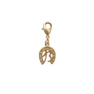18K Gold Plated Horseshoe & Number 13 Luck Charm   Clip on Pendant