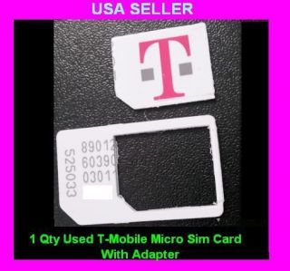 Used T Mobile Micro Sim Card With Adapter