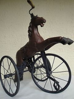 VINTAGE ROCKING HORSE TRICYCLE HORSE JUMPER SOLID WOODEN HORSE ON 