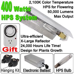 400 Watt HPS Bulb Grow Light System Indoor Garden 400W Sun Lamp Wing 