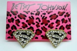 Betsey Johnson Synchronous Superman full crystal earrings #BJ E79