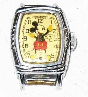 Antique Vintage Ingersoll Mickey Mouse Wrist Watch Parts Or Repair W 