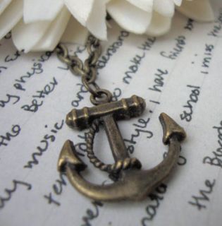 antique gold anchor sailor necklace nautical kitsch bronze from united