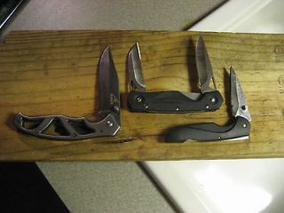 BUCK KNIFES & GERBER LOT OF 3 HUNTING, CAMPING, POCKET, 2 BLADE LOCK 