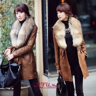 women s leather coat luxurious fur collar overcoat jacke t