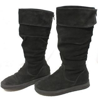 STEVE MADDEN ♥ Wm 7.5 slouch black suede flap top mid high boots 