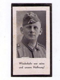 Original German WW 2 Death Card   Obergefreiter   Infanterie 