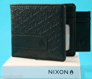NIXON 2 IN 1 Wallet Mens Boys BLACK PU NEW In Nixon Gift Box