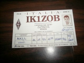QSL HAM RADIO CARD IK1ZOB CA​POMAGI SAL SAURO ITALY 19​95