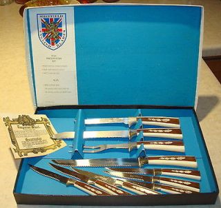Vintage Knife set Sheffield England 10 piece set with original box and 