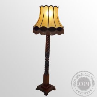 Antique Standard Lamp & Stunning Shade Quality Tall Floor Light Re 