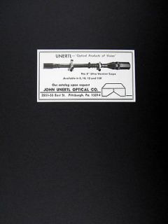 Unertl Optical 2 inch Ultra Varmint Scope 1970 print Ad advertisement