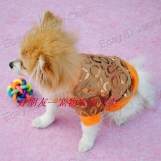 Pet dogs cat plush Orange Winter Costumes Clothes Apparel Cute T shirt 