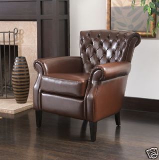 Gorgeous Royal Design Tufted Brown Leather Club Chair