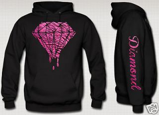 Diamond hoodie pink zebra print sweatshirt bleeding diamond crewneck 