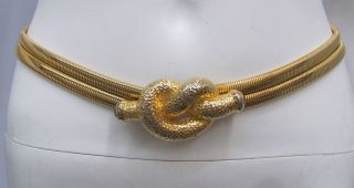 JUDITH LEIBER METAL STRETCH COIL BELT VERY LARGE KNOT BUCKLE GOLD 