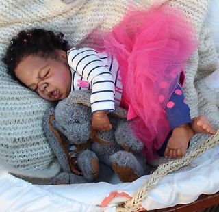 Baby Reborn Girl Ethnic African Black AA Biracial Doll Evie by the 