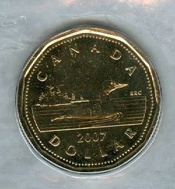 2007 ROLL Loonie $1 x 25 One Dollar Canada/Canadian Coin UNC MINT MS 